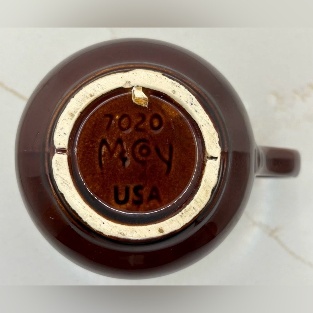 VTG McCoy Pottery Brown Drip Glaze Creamer and Sugar Bowl w/Lid 7020 Set 1970s - Picture 9 of 9